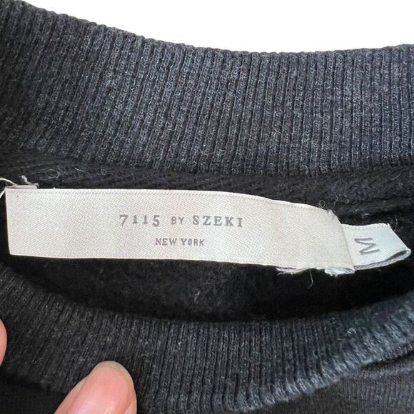 7115 By Szeki Cropped Sweater Women's Black Medium Cotton Artful Elevated Basic - Picture 3 of 12